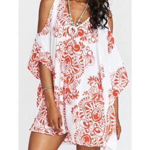 Show Me Your Mumu Peta Boo Tunic in Hendigo Go Red and White Floral - Large